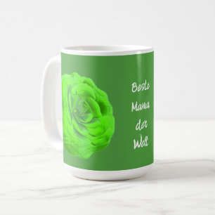 Rosenblüte in Grün, 3D-Optik - Coffee Mug