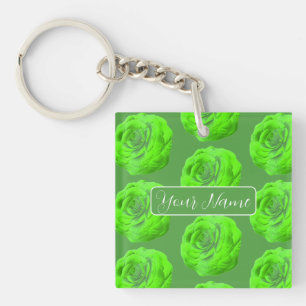 Rosenblüte in Grün, 3D-Optik - Keychain