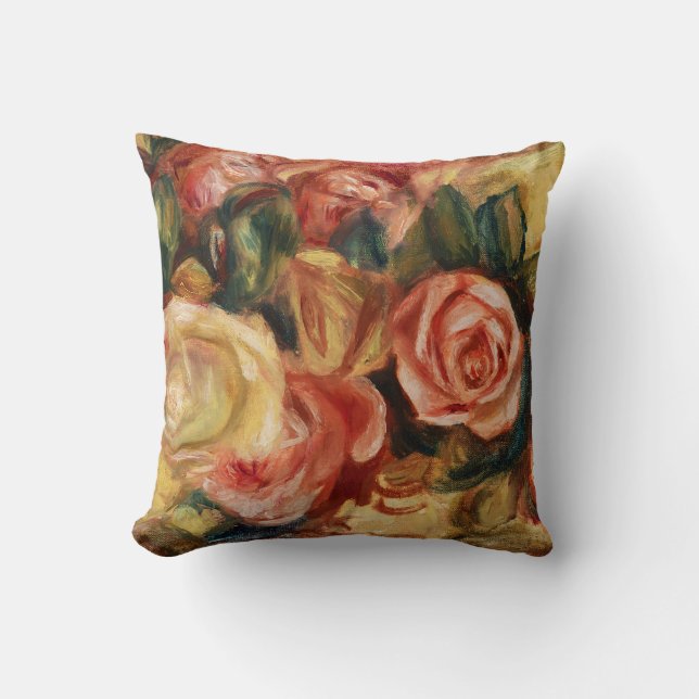 Roses (1912) by Pierre-Auguste Renoir Throw Pillow (Front)