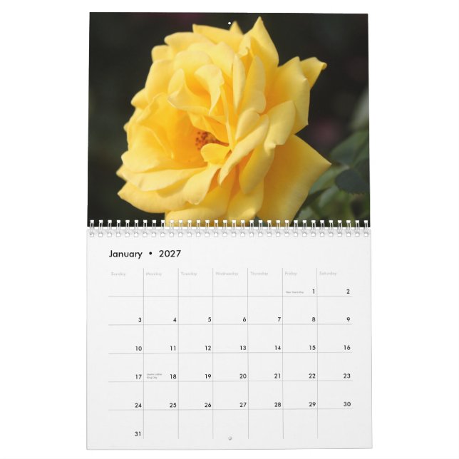 Roses 2015 Calendar (Jan 2027)