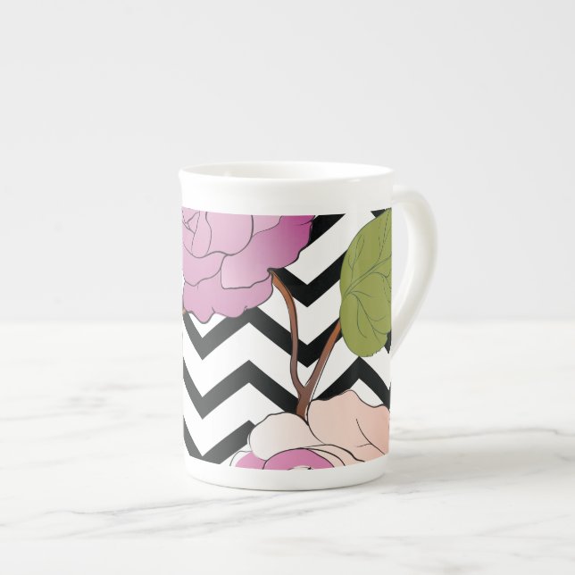 Roses 27 bone china mug (Front Right)