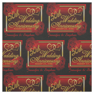 Roses 50th Golden Wedding Anniversary Fabric