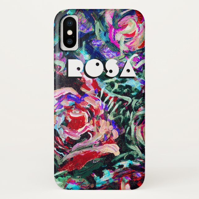 roses Abstraits en coque iphone rouge et turquoise (Dos)