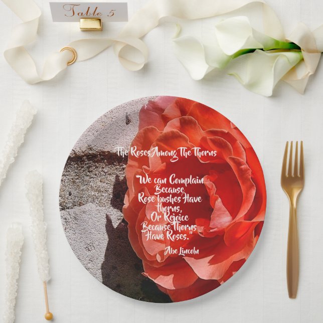 Roses Among the Thorns Abe Lincoln 9 inch Paper Plate (Wedding)