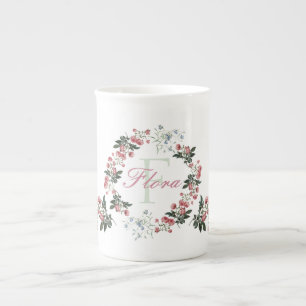 Roses and Bluebells Personalized Bone China Mug