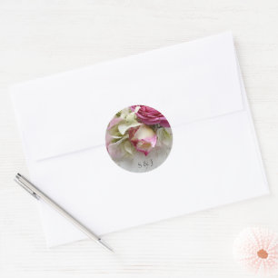 Roses and bougainvillea classic round sticker