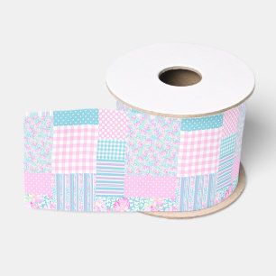 Roses and Butterflies Faux Patchwork Ribbon Grosgrain Ribbon