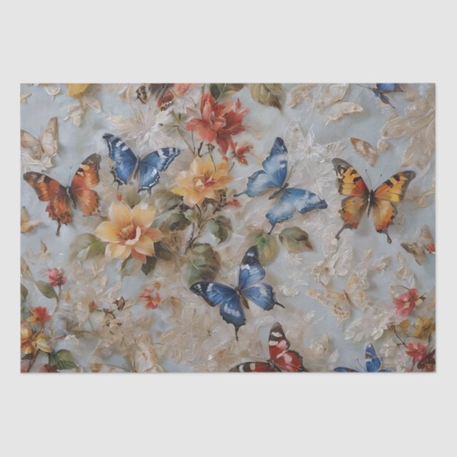 Roses and Butterflies Print Decoupage / Tissue Paper (Front)