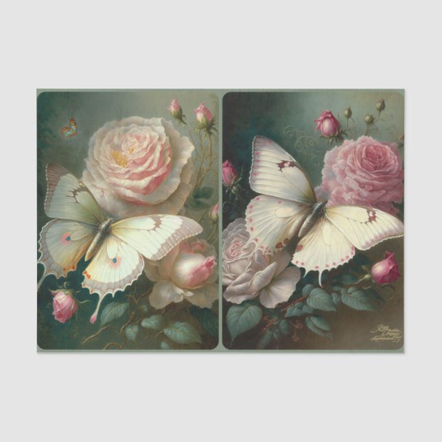 Roses and Butterflies Tissue Paper (Front)