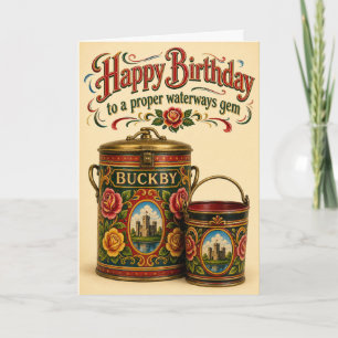 Roses And Castles Narrowboat Birthday Card