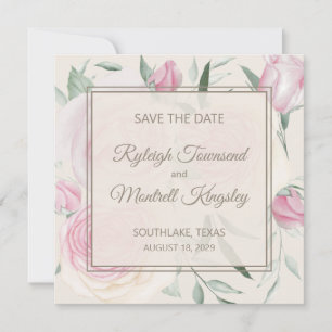 Roses and Creme Save The Date Card