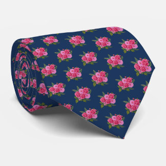 Roses and Dahlias Navy Necktie