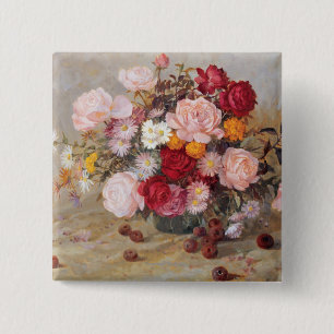 Roses and Daisies 2 Inch Square Button