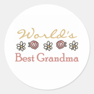 Roses and Daisies World's Best Grandma  Classic Round Sticker