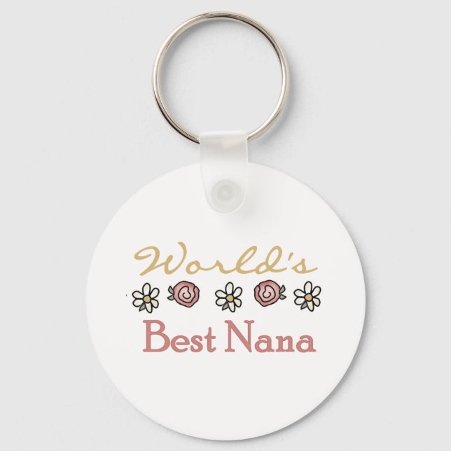 Roses and Daisies World's Best Nana Keychain (Front)