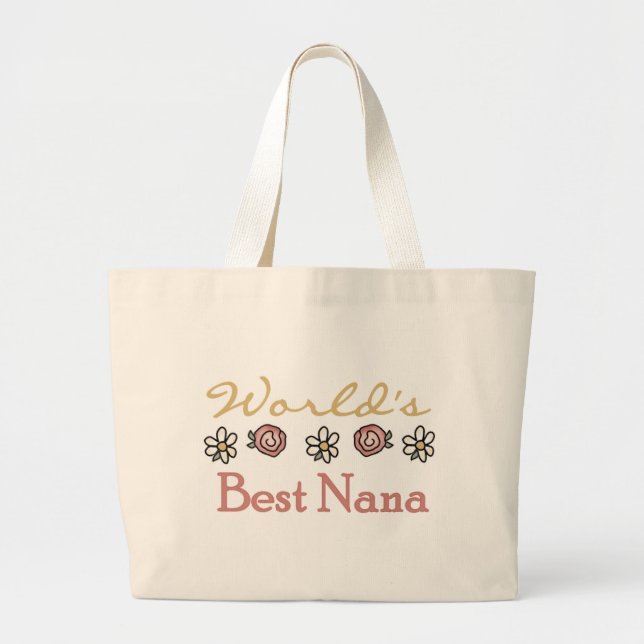 Roses and Daisies World's Best Nana Large Tote Bag (Front)