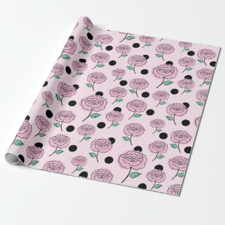 Roses and dots. wrapping paper
