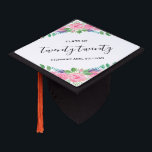 Roses and Foliage Graduation Cap Topper<br><div class="desc">Celebrate the big day with this pretty floral cap topper.
It is decorated with watercolor roses and leaves on a white background.
Customize it with the year and your name or that of your school.</div>