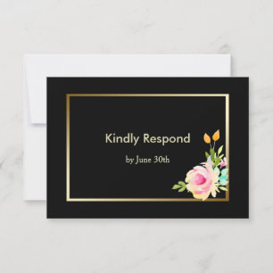 Roses and Gold Frame Wedding RSVP