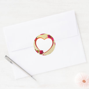 Roses and Heart Frame Add Your Photo Classic Round Sticker