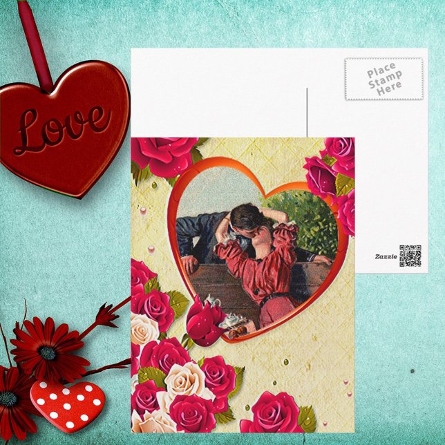 Roses and Heart Frame Add Your Photo Postcard (Creator Uploaded)