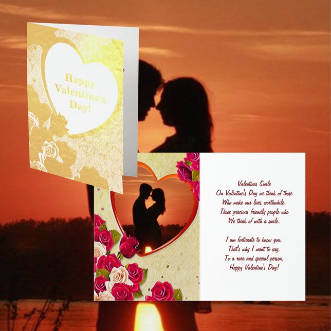 Roses and Heart Frame Valentine's Day & Quote Foil Card (Roses and Heart Frame Valentine's Day & Quote Foil Card)