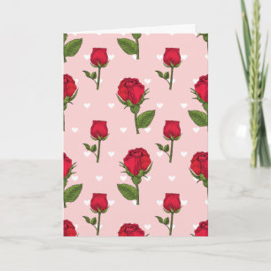 Roses and Hearts Blank Folded Note Card