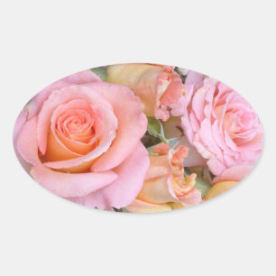 Roses and Hearts ~ Oval  Stickers