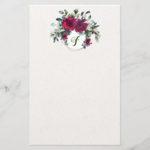 Roses and Holly Elegant Holiday Stationery