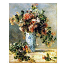 Roses and Jasmine in a Delft Vase Renoir Fine Art
