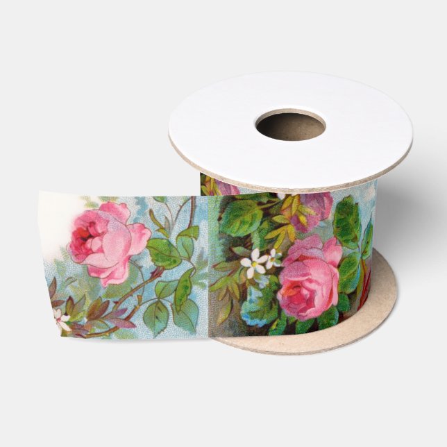 ROSES AND JASMINES, FLORAL BEAUTY NATURE LOVER  SATIN RIBBON (Spool)