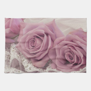Roses And Lace Still Life Kitchen Towel