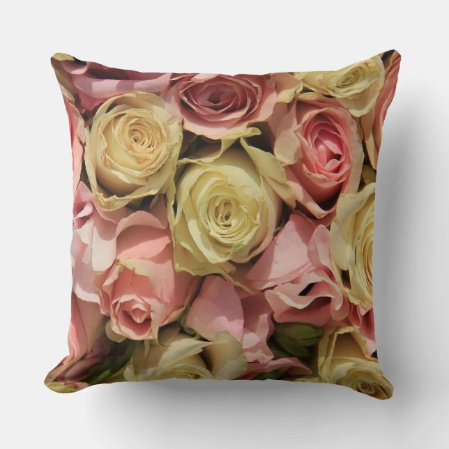 Roses and lathyrus by The Rose Garden Throw Pillow (Front)