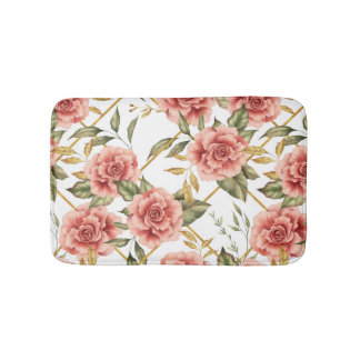 Roses and leaves bath mat