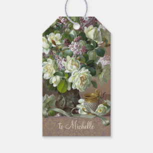 Roses and lilacs CC0174 De Longpré Flowers Gift Tags