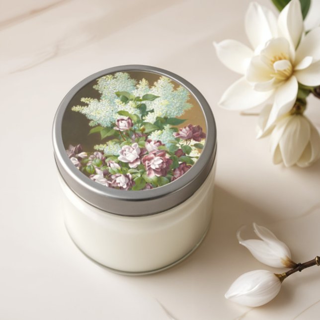 Roses and Lilacs  Classic Round Sticker (Creator Uploaded)