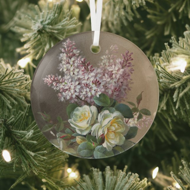 Roses and Lilacs Glass Ornament (Insitu)