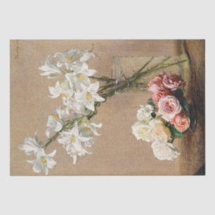 Roses and Lilies by Henri Fantin–Latour Tissue Paper