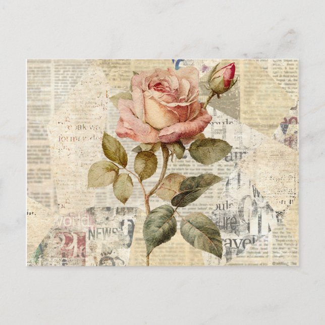 Roses and Memories Postcard Invitation (Front)