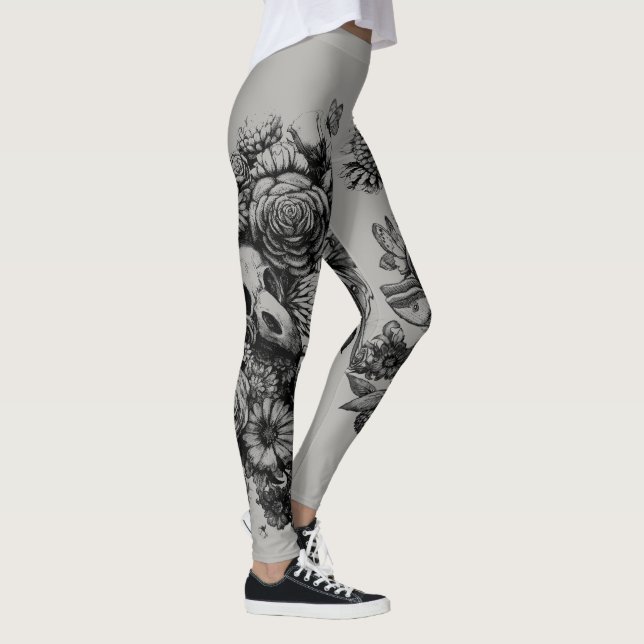 Roses and Moths - Black Leggings (Right)
