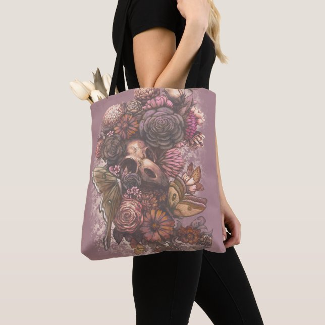 Roses and Moths Tote Bag (Close Up)