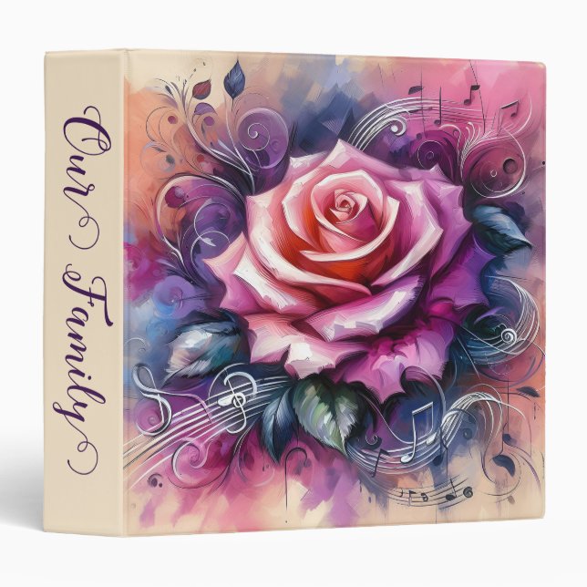 Roses and Music Notes Family Album Binder (Front/Spine)