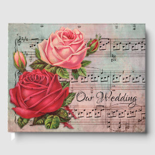 Roses and Music Notes Guest Book