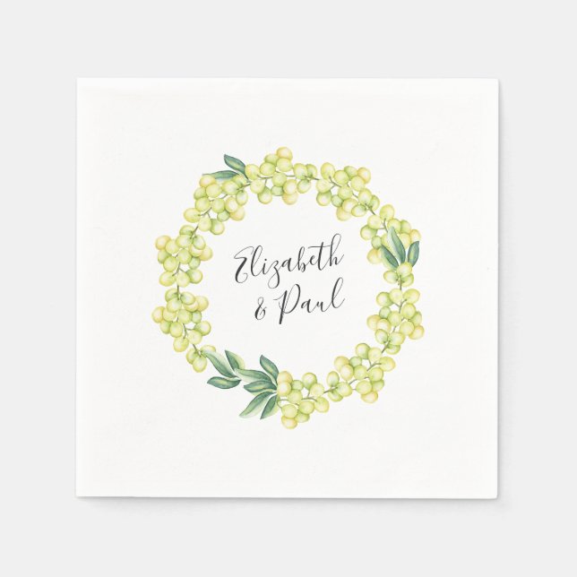 Roses and Olives Wedding Paper Napkin (Front)