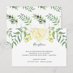 Roses and Olives Wedding Reception Card
