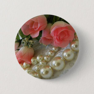 Roses and Pearls 2 Inch Round Button