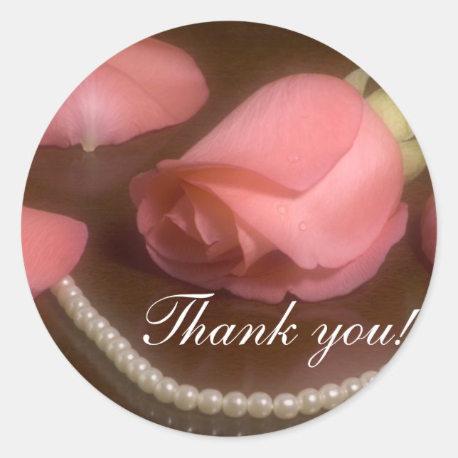 Roses and Pearls Classic Round Sticker (Front)