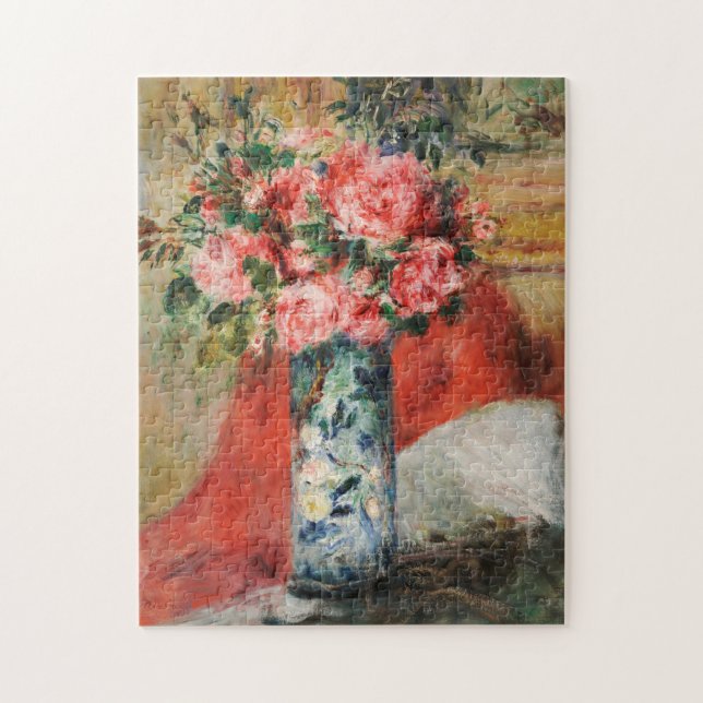 Roses and Peonies in a Vase | Renoir Jigsaw Puzzle (Vertical)