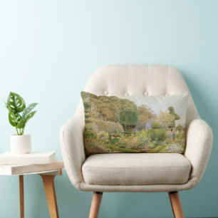 Roses and Pinks by Elgood, Vintage English Garden Lumbar Pillow