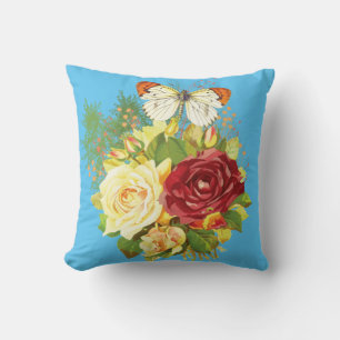 Rose's and Plaid Throw Pillow